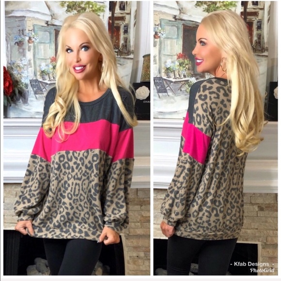💕LAST 3! So Soft! Color Block Leopard Print Top! - Picture 5 of 8